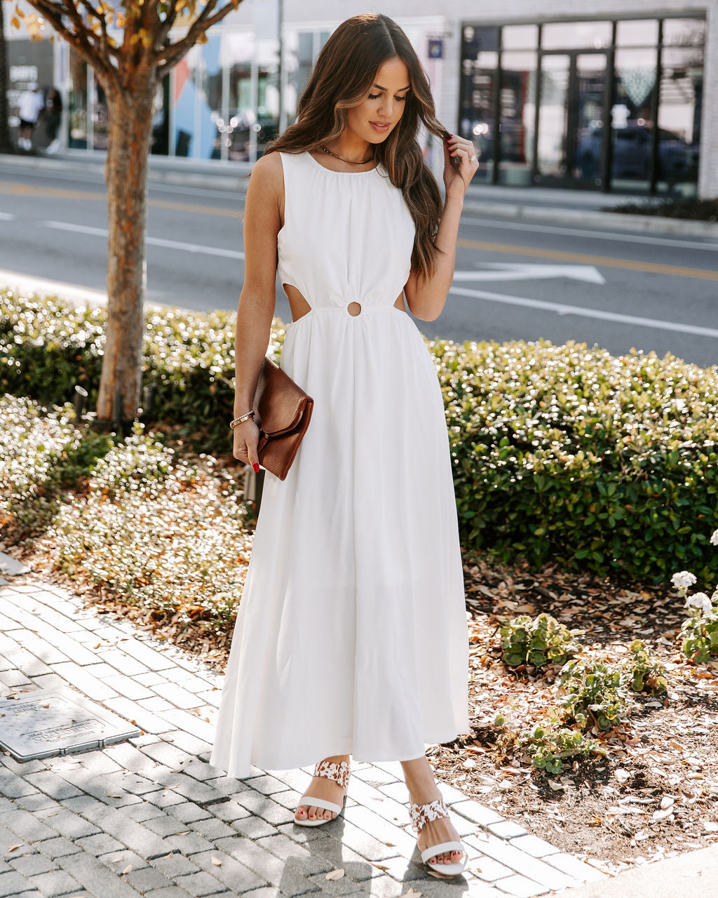 Bay Breeze Cutout Midi Dress - Off White InsStreet