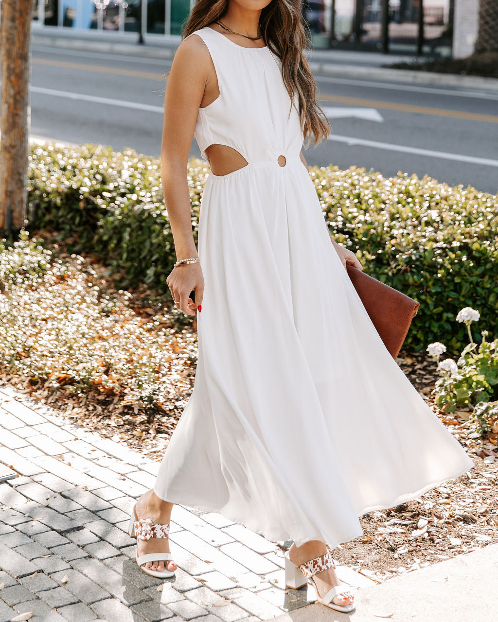 Bay Breeze Cutout Midi Dress - Off White InsStreet