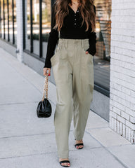 Olivier Cotton Pocketed High Rise Pants - Olive Ins Street