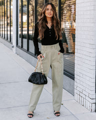 Olivier Cotton Pocketed High Rise Pants - Olive Ins Street