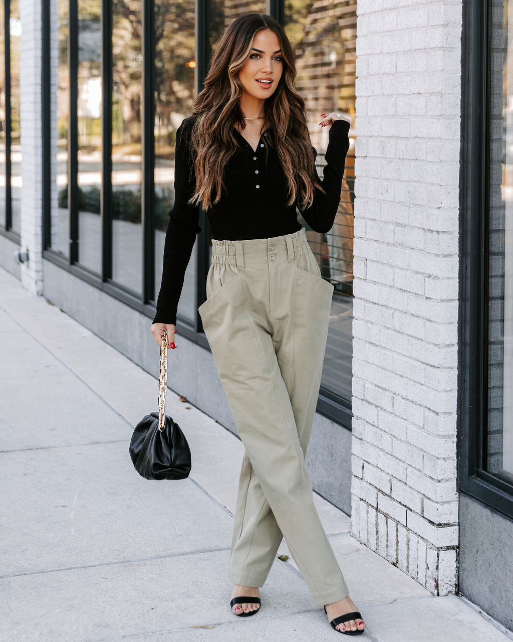 Olivier Cotton Pocketed High Rise Pants - Olive Ins Street