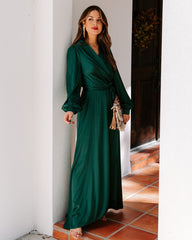 Always Memorable Satin Maxi Dress - Emerald FATE-001