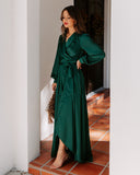 Always Memorable Satin Maxi Dress - Emerald FATE-001