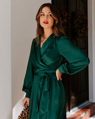 Always Memorable Satin Maxi Dress - Emerald FATE-001