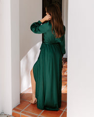 Always Memorable Satin Maxi Dress - Emerald FATE-001