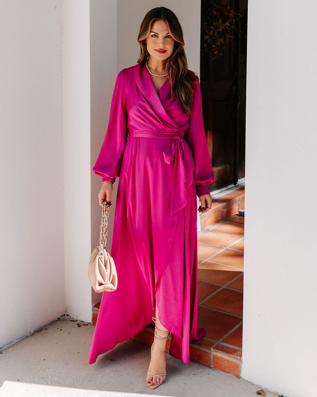 Always Memorable Satin Maxi Dress - Magenta - FINAL SALE FATE-001