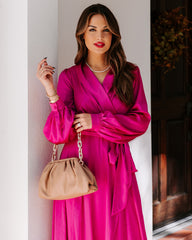 Always Memorable Satin Maxi Dress - Magenta - FINAL SALE FATE-001