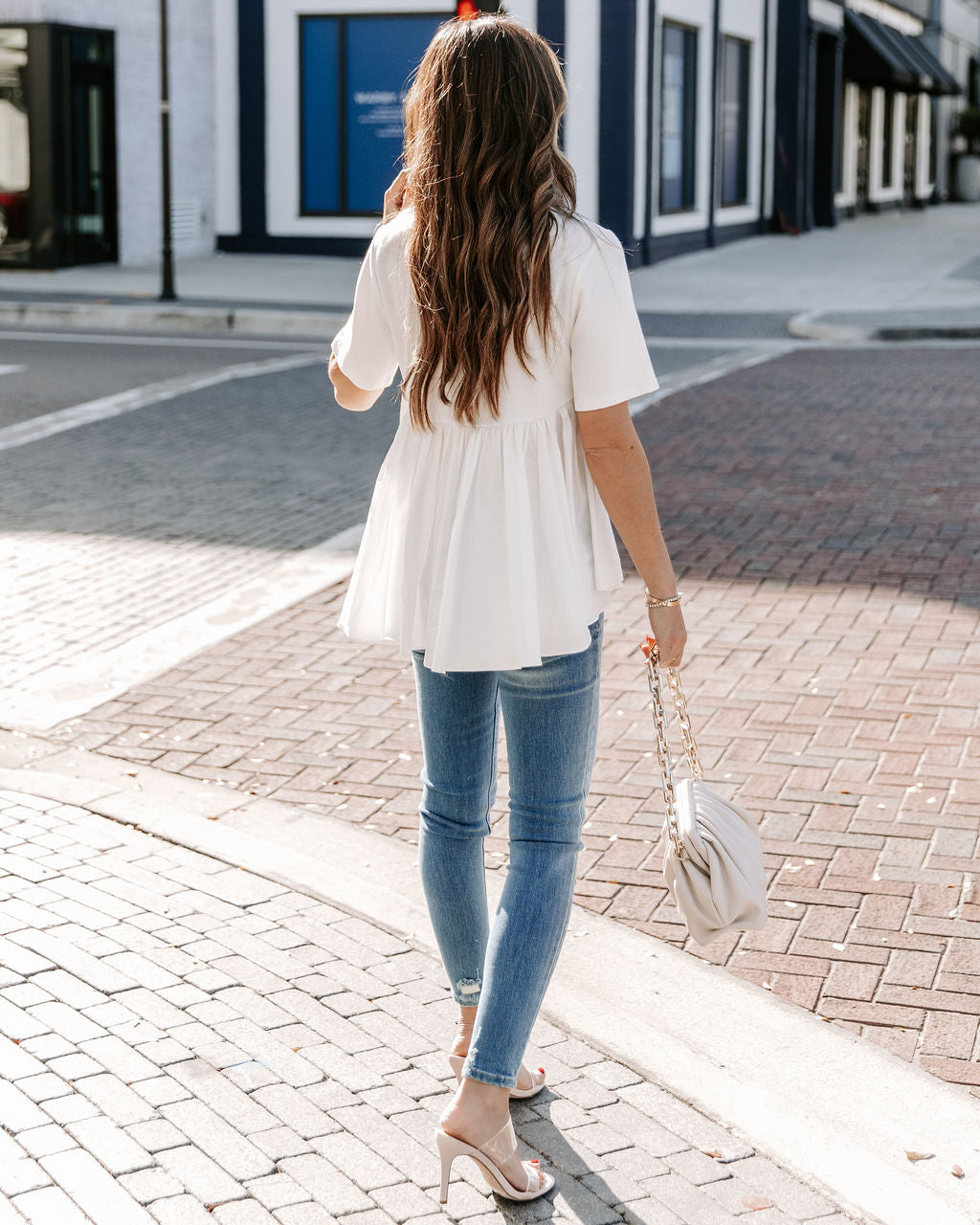 Lanora Short Sleeve High Low Knit Top - White Ins Street