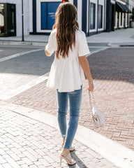 Lanora Short Sleeve High Low Knit Top - White Ins Street