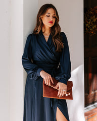 Always Memorable Satin Maxi Dress - Navy FATE-001