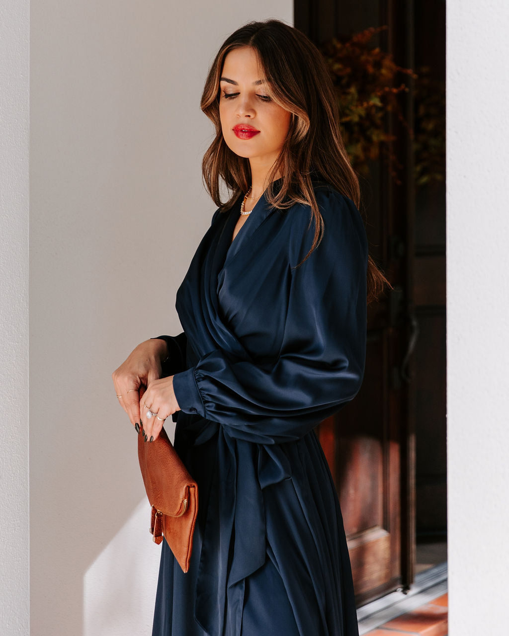 Always Memorable Satin Maxi Dress - Navy FATE-001