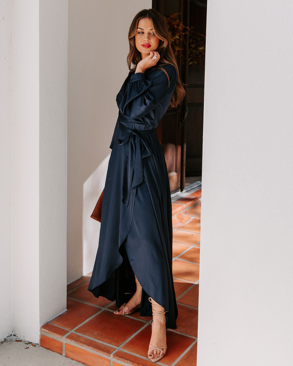 Always Memorable Satin Maxi Dress - Navy FATE-001