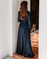 Always Memorable Satin Maxi Dress - Navy FATE-001