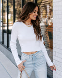 Livvy Crop Ribbed Knit Tie Top - White Ins Street