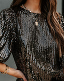 Ziah Sequin Puff Sleeve Blouse - Black Ins Street