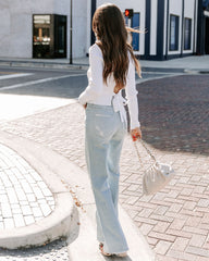 Livvy Crop Ribbed Knit Tie Top - White Ins Street