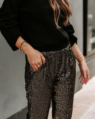 Ziah Pocketed Sequin Joggers - Black Ins Street