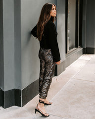 Ziah Pocketed Sequin Joggers - Black Ins Street