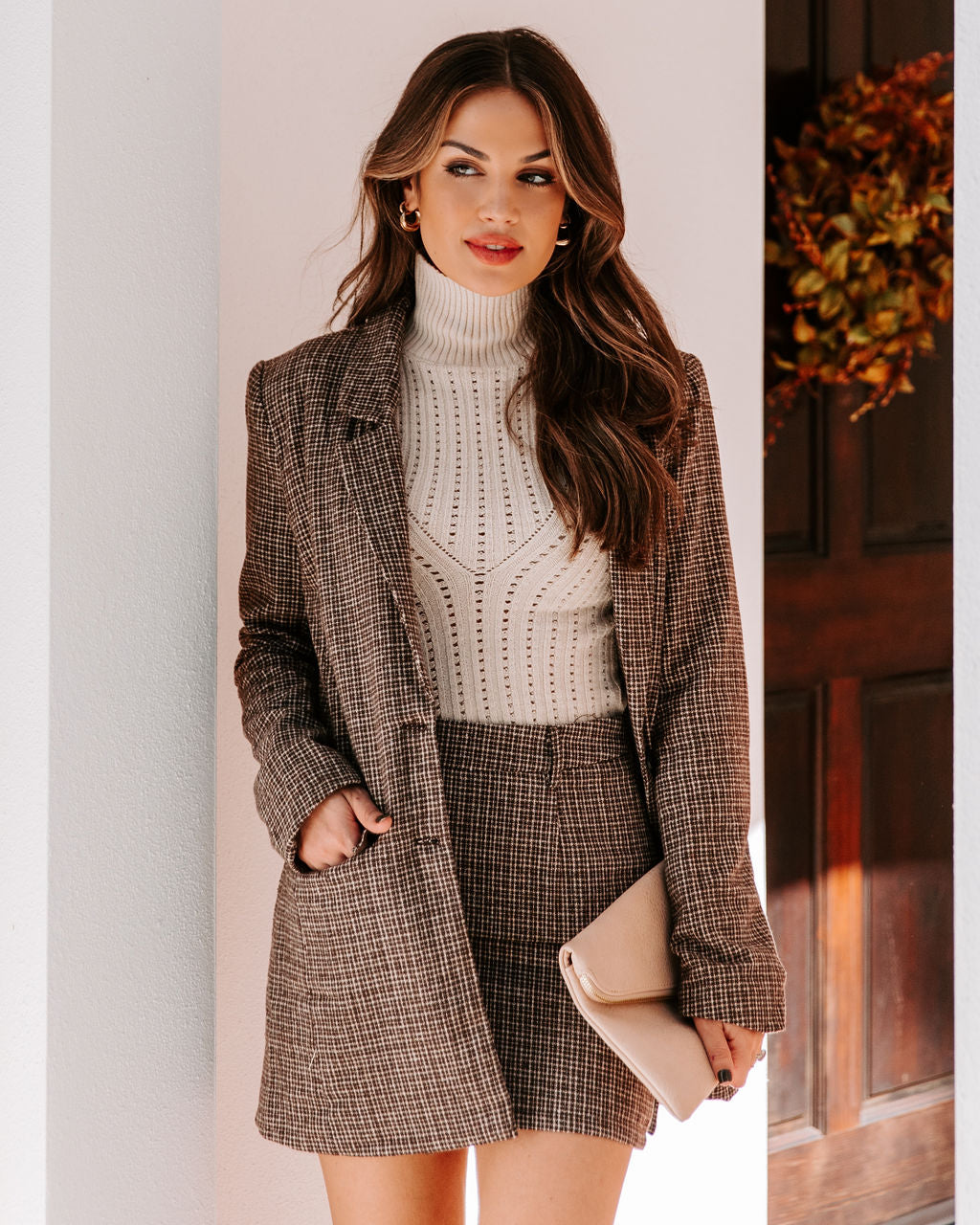 Trend Forward Pocketed Plaid Blazer ON T-001