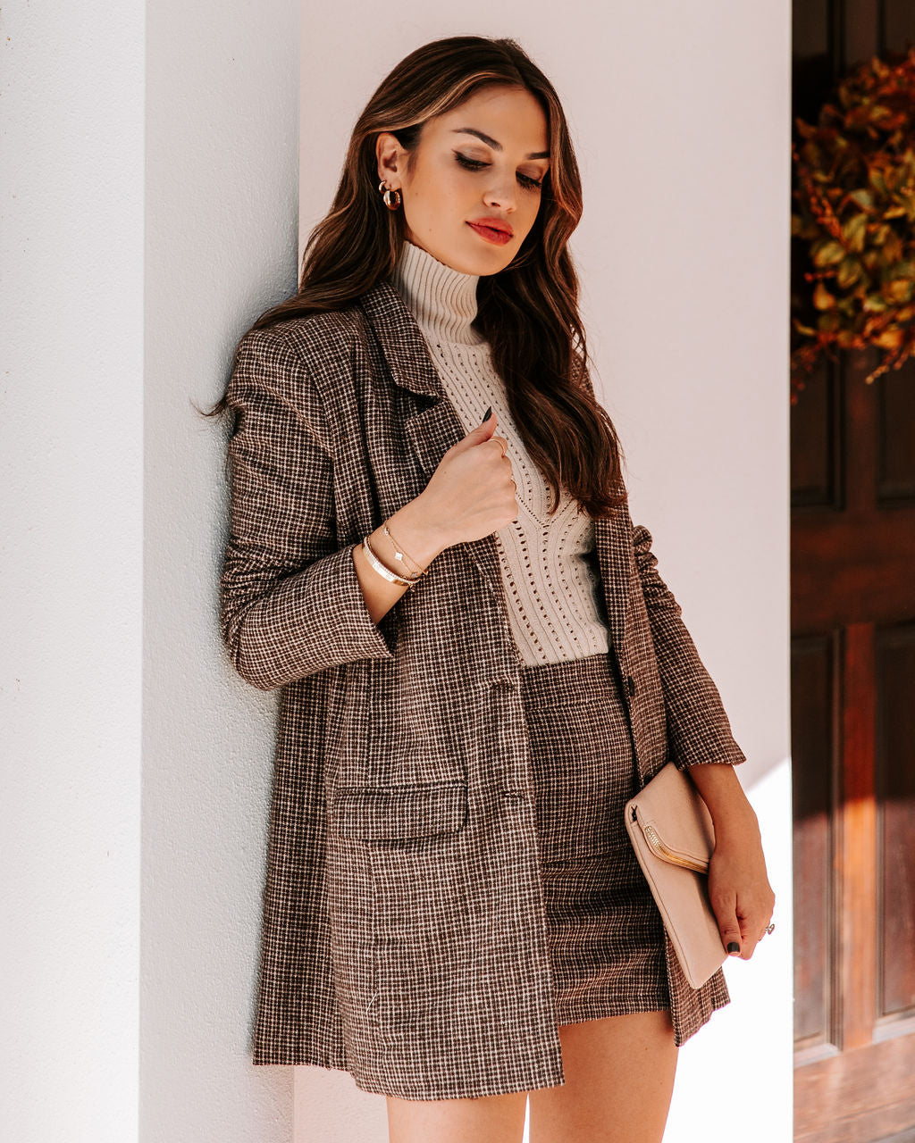 Trend Forward Pocketed Plaid Blazer ON T-001