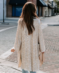 Something Special Pocketed Sequin Duster - Champagne Ins Street