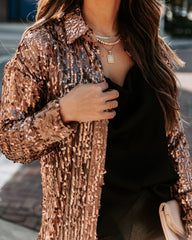 Mixer Button Down Sequin Duster - Copper Ins Street