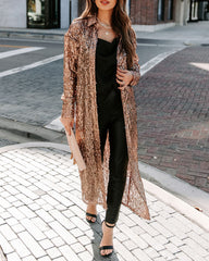 Mixer Button Down Sequin Duster - Copper Ins Street