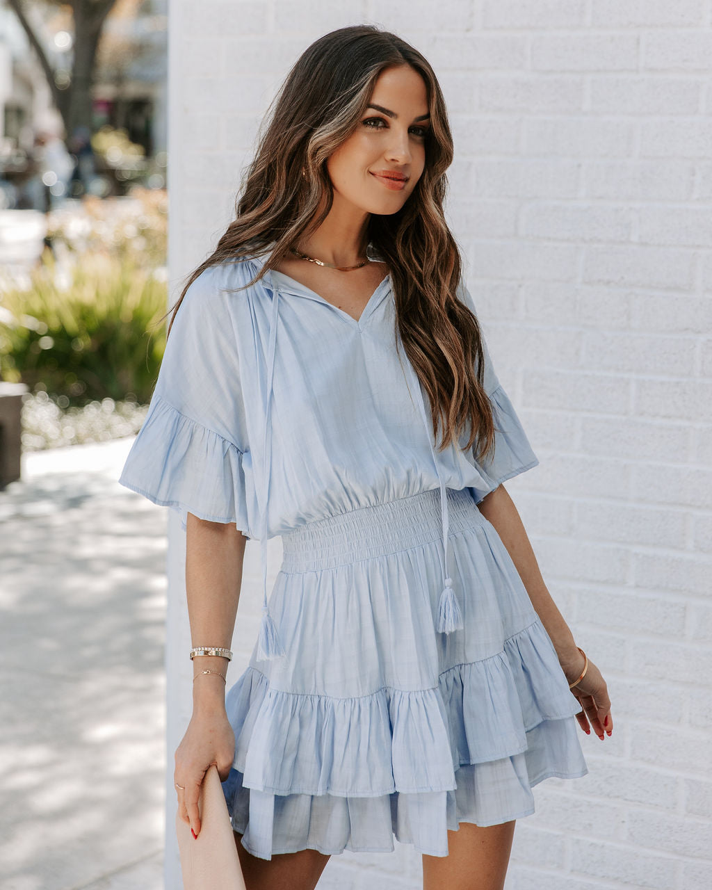 Slow It Down Smocked Tassel Dress - Baby Blue Ins Street