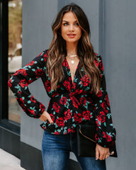 Storie Floral Twist Peplum Blouse Ins Street