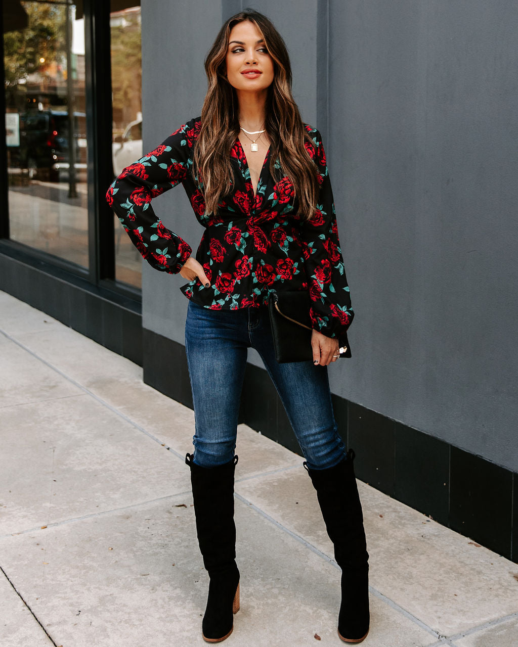 Storie Floral Twist Peplum Blouse Ins Street