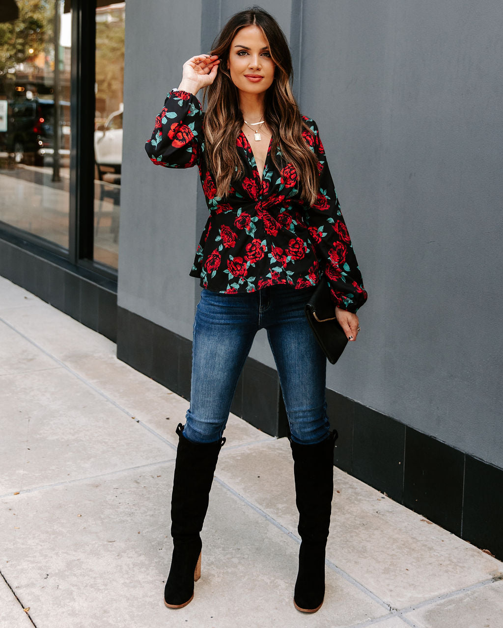 Storie Floral Twist Peplum Blouse Ins Street