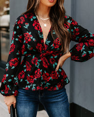 Storie Floral Twist Peplum Blouse Ins Street