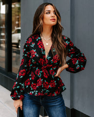 Storie Floral Twist Peplum Blouse Ins Street