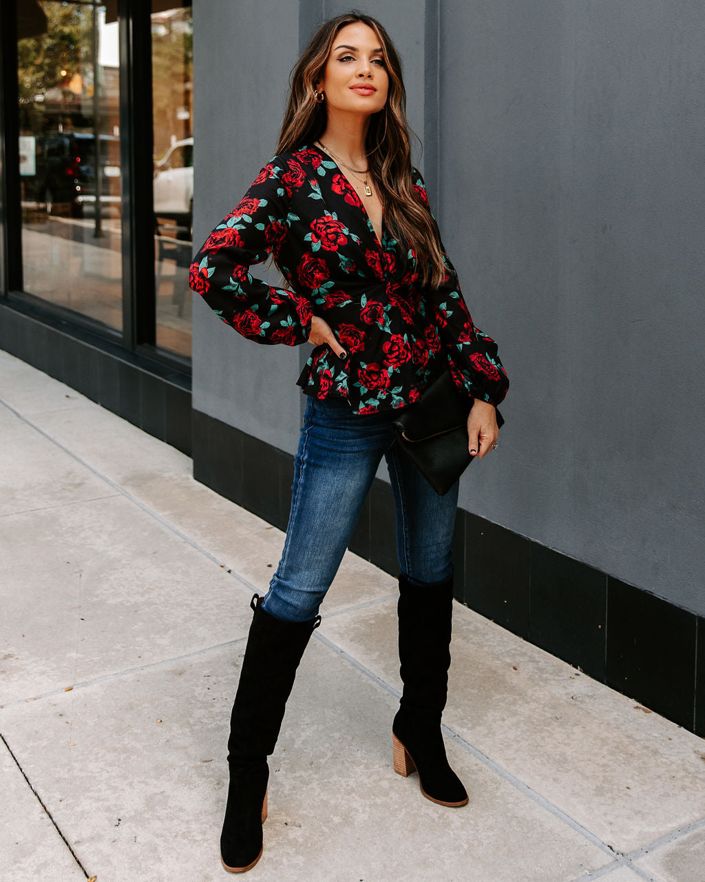 Storie Floral Twist Peplum Blouse Ins Street