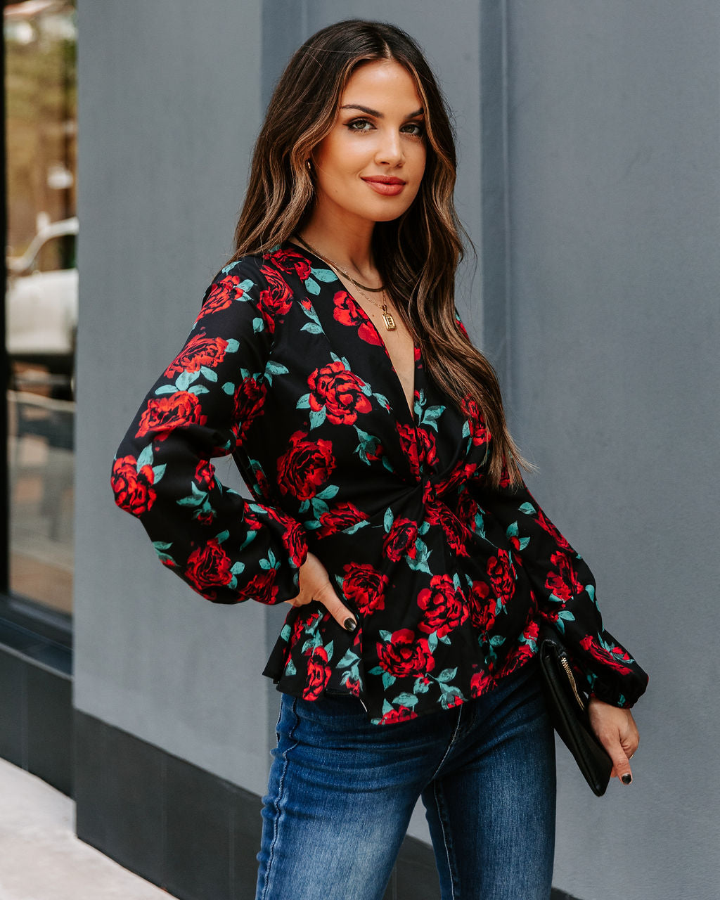 Storie Floral Twist Peplum Blouse Ins Street