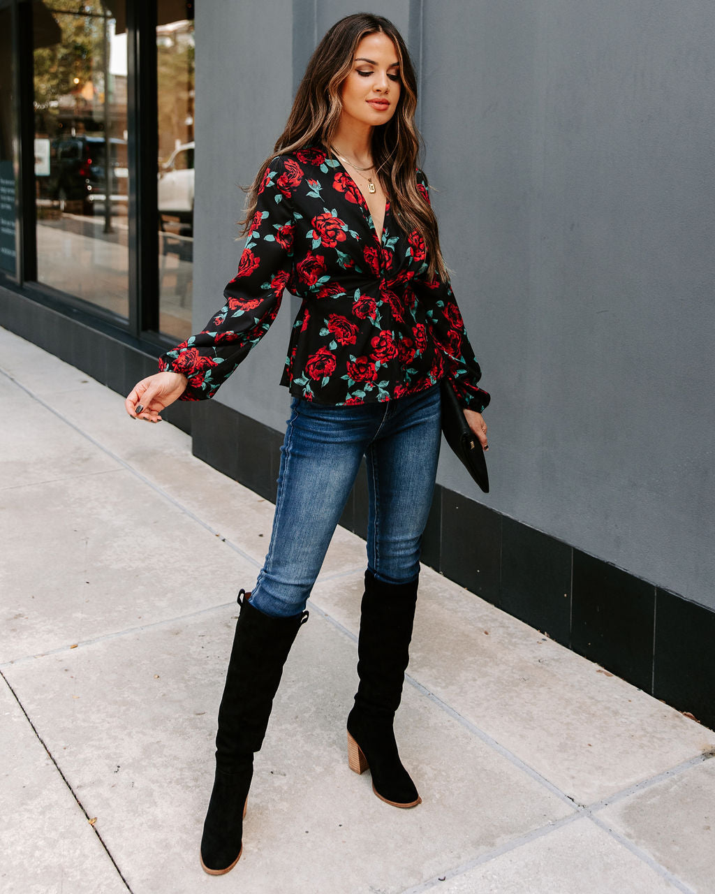 Storie Floral Twist Peplum Blouse Ins Street