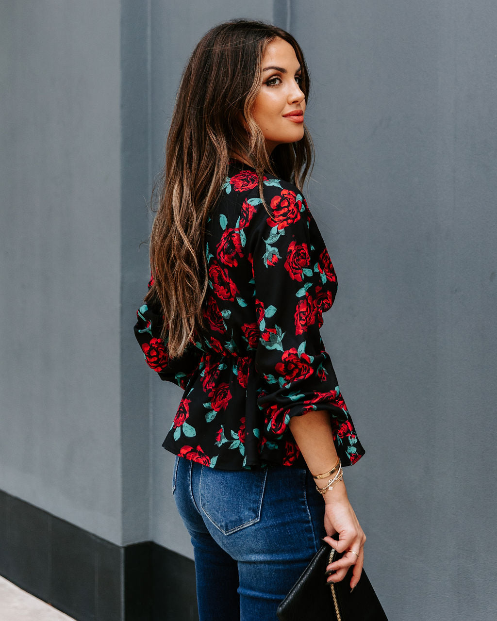 Storie Floral Twist Peplum Blouse Ins Street