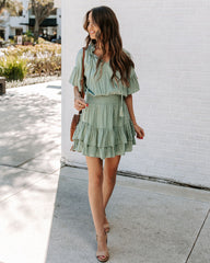 Slow It Down Smocked Tassel Dress - Sage Ins Street