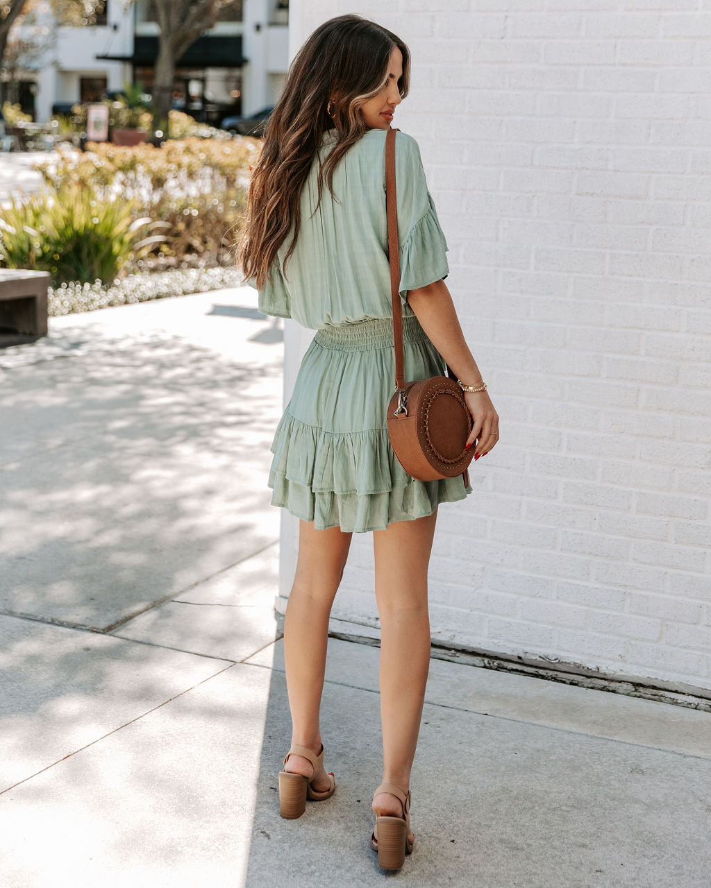 Slow It Down Smocked Tassel Dress - Sage Ins Street