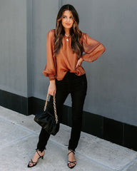 Yesenia High Sheen Blouse - Bronze Ins Street