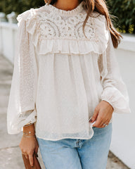 Giani Textured Crochet Ruffle Blouse Ins Street