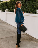 Eleanora Crochet Ruffle Blouse - Teal Ins Street