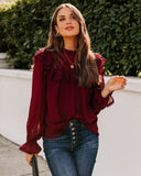 Eleanora Crochet Ruffle Blouse - Wine Ins Street