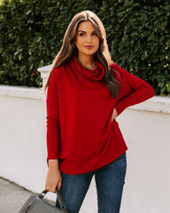 The More The Merrier Cowl Neck Knit Sweater - Red TEA-002