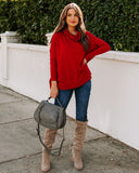 The More The Merrier Cowl Neck Knit Sweater - Red TEA-002