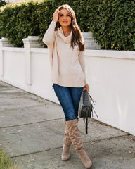 The More The Merrier Cowl Neck Knit Sweater - Oatmeal TEA-002