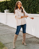 The More The Merrier Cowl Neck Knit Sweater - Oatmeal TEA-002