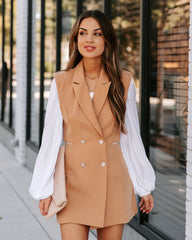 Popularize Cutout Blazer Romper - Camel Ins Street