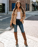 Martha Pocketed Drape Sherpa Jacket - Tan Ins Street