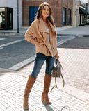 Martha Pocketed Drape Sherpa Jacket - Tan Ins Street